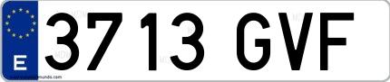 Ejemplo de matrícula española 3713 GVF