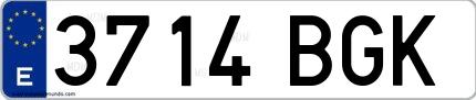 Ejemplo de matrícula española 3714 BGK