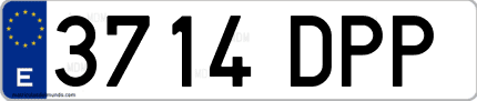 Ejemplo de matrícula de coche ordinaria 3714 DPP