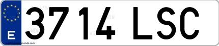 Ejemplo de matrícula española 3714 LSC