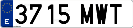 Ejemplo de matrícula de coche ordinaria 3715 MWT