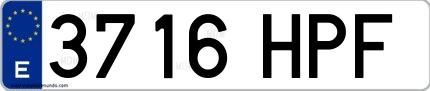 Ejemplo de matrícula española 3716 HPF