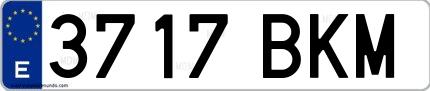 Ejemplo de matrícula española 3717 BKM