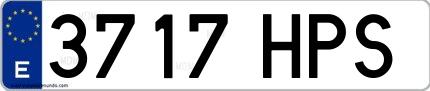Ejemplo de matrícula española 3717 HPS