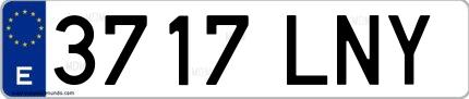 Ejemplo de matrícula española 3717 LNY