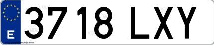 Ejemplo de matrícula española 3718 LXY