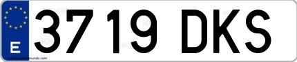 Ejemplo de matrícula española 3719 DKS
