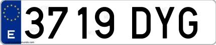 Ejemplo de matrícula española 3719 DYG