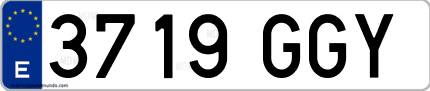 Ejemplo de matrícula de coche ordinaria 3719 GGY