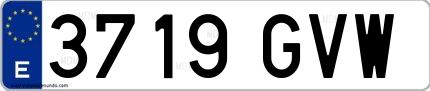 Ejemplo de matrícula española 3719 GVW