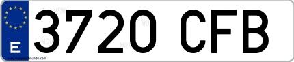 Ejemplo de matrícula española 3720 CFB