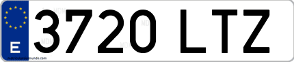 Ejemplo de matrícula de coche ordinaria 3720 LTZ