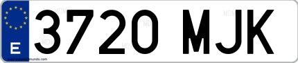 Ejemplo de matrícula española 3720 MJK