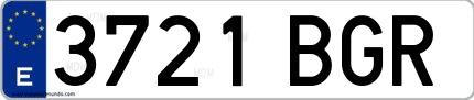 Ejemplo de matrícula española 3721 BGR