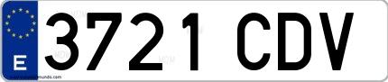 Ejemplo de matrícula española 3721 CDV