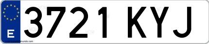Ejemplo de matrícula española 3721 KYJ