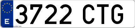 Ejemplo de matrícula de coche ordinaria 3722 CTG