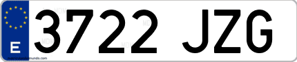 Ejemplo de matrícula de coche ordinaria 3722 JZG