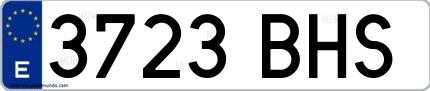 Ejemplo de matrícula española 3723 BHS
