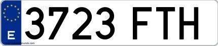 Ejemplo de matrícula española 3723 FTH