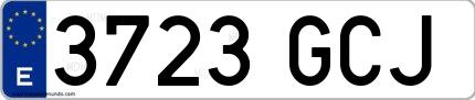 Ejemplo de matrícula española 3723 GCJ