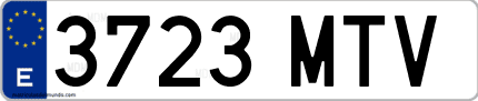 Ejemplo de matrícula de coche ordinaria 3723 MTV