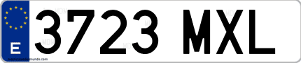Ejemplo de matrícula de coche ordinaria 3723 MXL