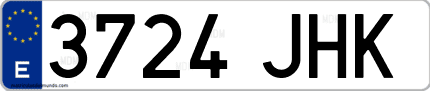 Ejemplo de matrícula de coche ordinaria 3724 JHK