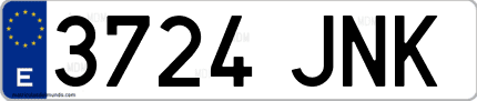 Ejemplo de matrícula de coche ordinaria 3724 JNK