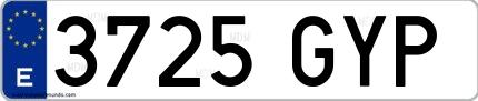 Ejemplo de matrícula española 3725 GYP