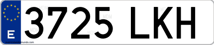 Ejemplo de matrícula de coche ordinaria 3725 LKH