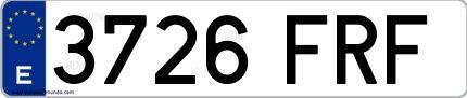 Ejemplo de matrícula española 3726 FRF