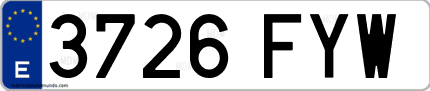 Ejemplo de matrícula de coche ordinaria 3726 FYW