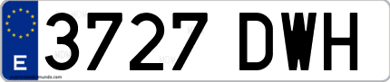 Ejemplo de matrícula de coche ordinaria 3727 DWH