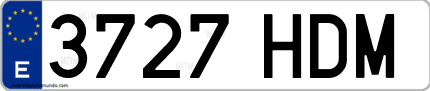 Ejemplo de matrícula de coche ordinaria 3727 HDM
