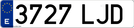 Ejemplo de matrícula de coche ordinaria 3727 LJD