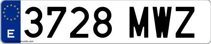 Ejemplo de matrícula española 3728 MWZ