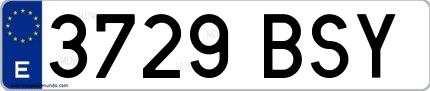 Ejemplo de matrícula española 3729 BSY