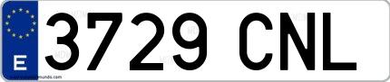 Ejemplo de matrícula española 3729 CNL
