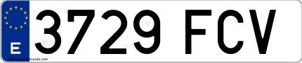 Ejemplo de matrícula española 3729 FCV