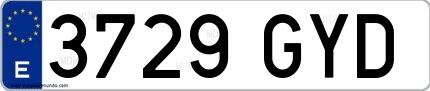 Ejemplo de matrícula española 3729 GYD