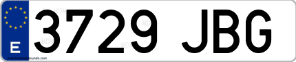 Ejemplo de matrícula de coche ordinaria 3729 JBG