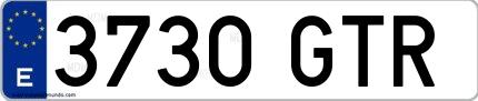 Ejemplo de matrícula española 3730 GTR