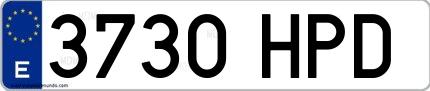 Ejemplo de matrícula española 3730 HPD