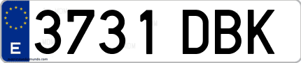 Ejemplo de matrícula de coche ordinaria 3731 DBK