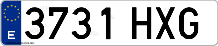 Ejemplo de matrícula de coche ordinaria 3731 HXG