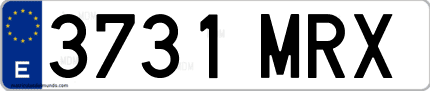 Ejemplo de matrícula de coche ordinaria 3731 MRX