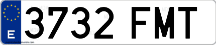 Ejemplo de matrícula de coche ordinaria 3732 FMT