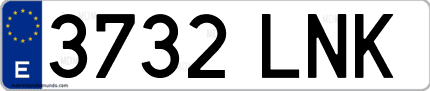 Ejemplo de matrícula de coche ordinaria 3732 LNK