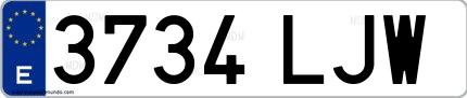 Ejemplo de matrícula española 3734 LJW